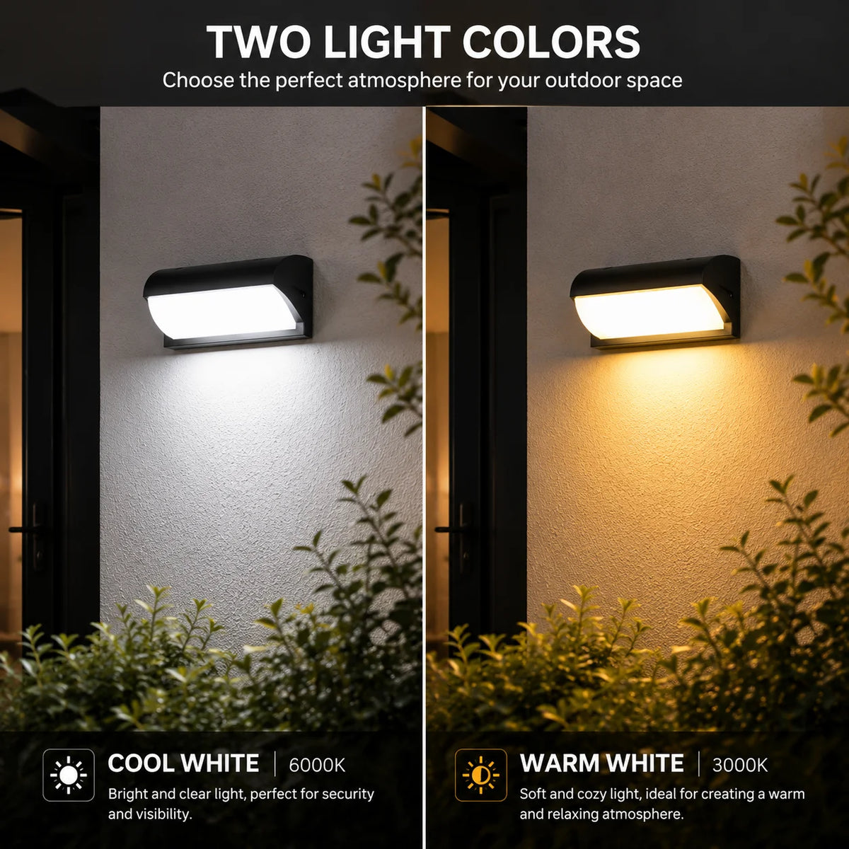 Lumitierra Vera — IP65 Outdoor LED Wall Light (2-pack)