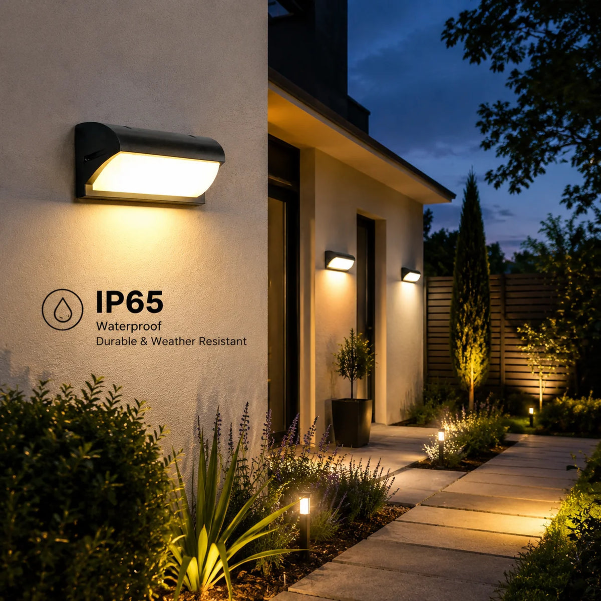 Lumitierra Vera — IP65 Outdoor LED Wall Sconce (2-pack)