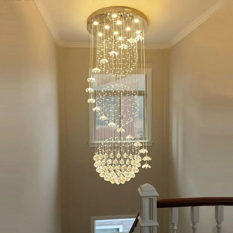 Lumitierra Vega, lámpara colgante de cristal para escaleras