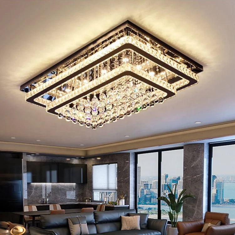Lumitierra Aurora, plafón LED rectangular de cristal con mando (vista 4)