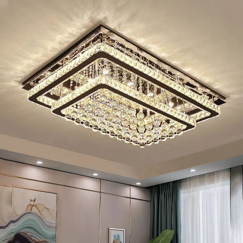 Lumitierra Aurora, plafón LED rectangular de cristal con mando