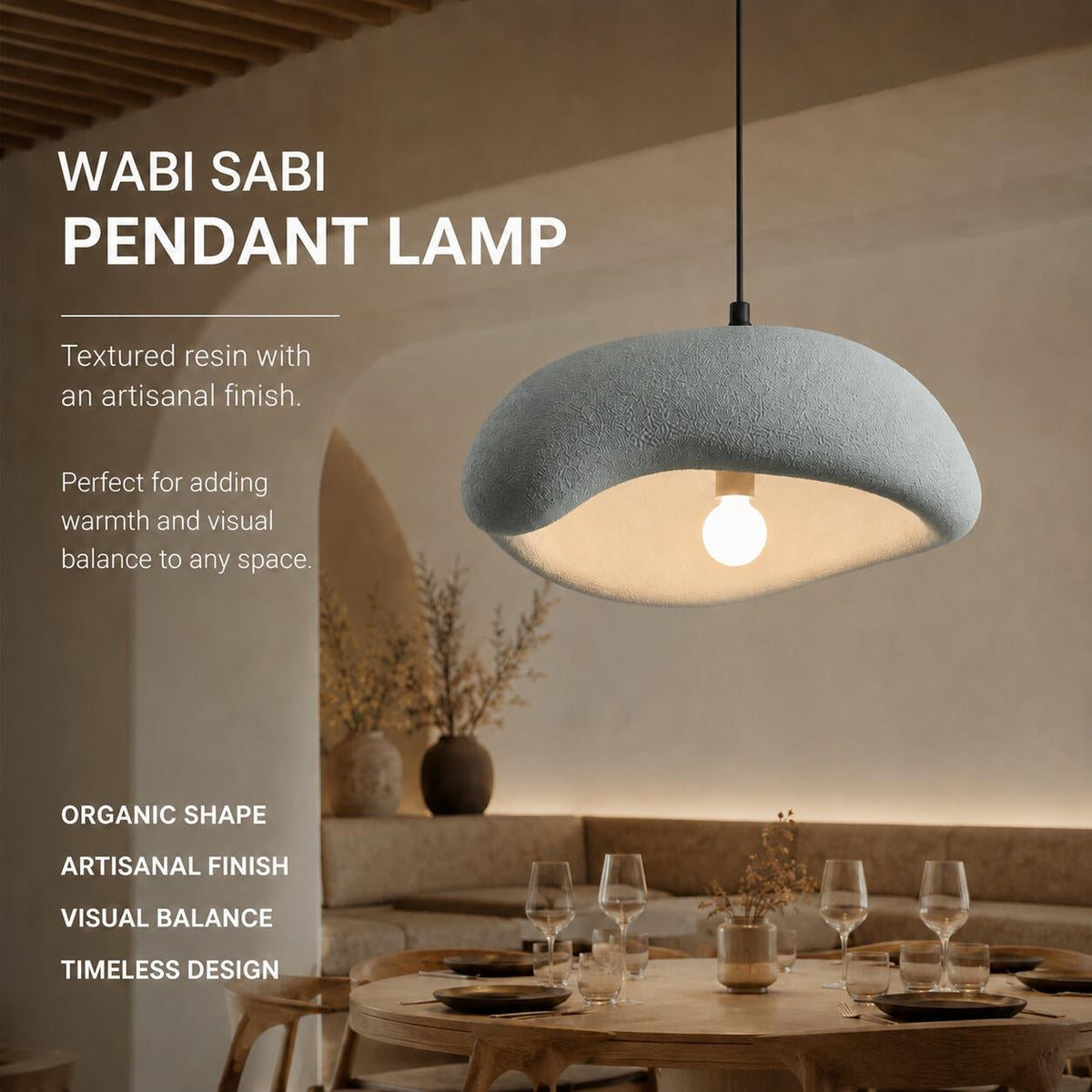 Lumitierra Roble — Wabi-Sabi E27 Pendant Lamp