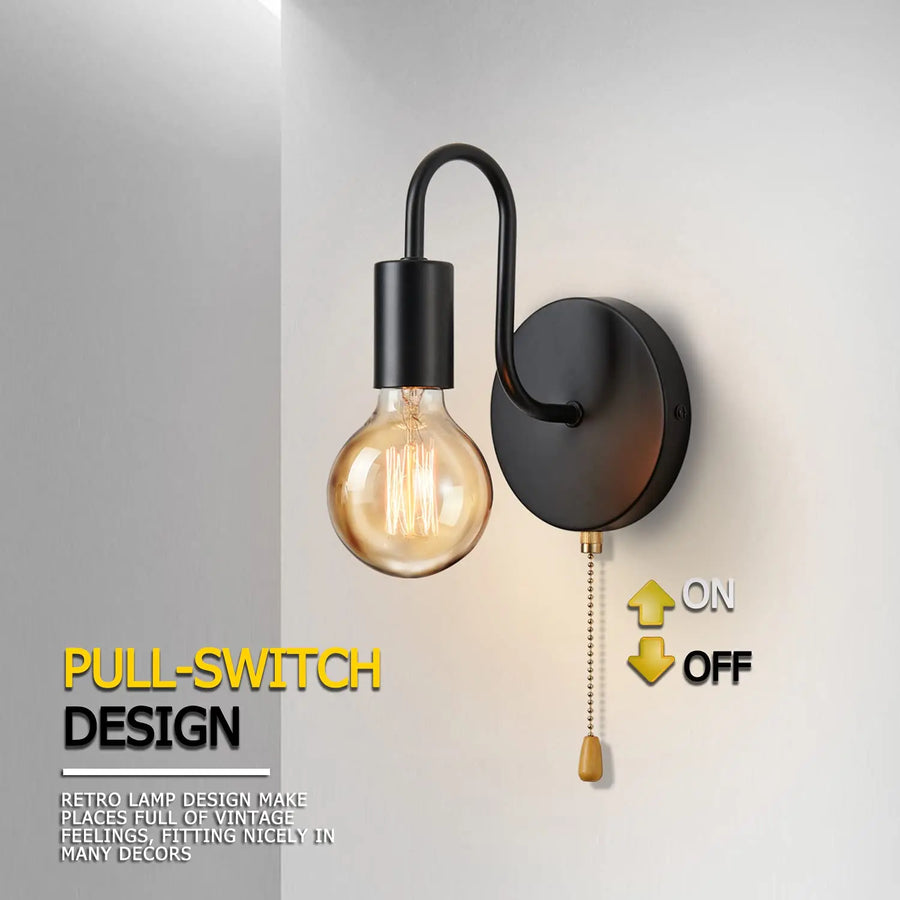Lumitierra Ébano — Aplique de Pared Industrial de Hierro E27