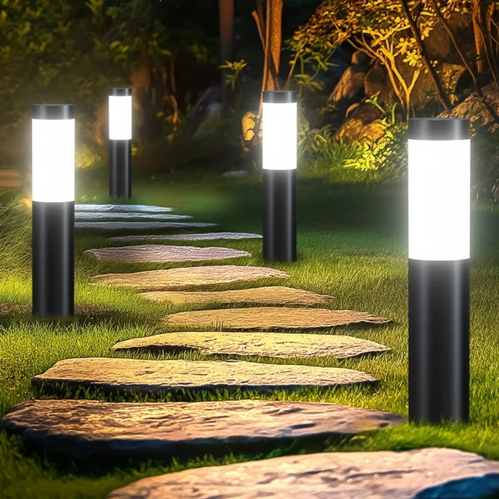 Saline Earth Light — Solar Stainless Steel Beacon