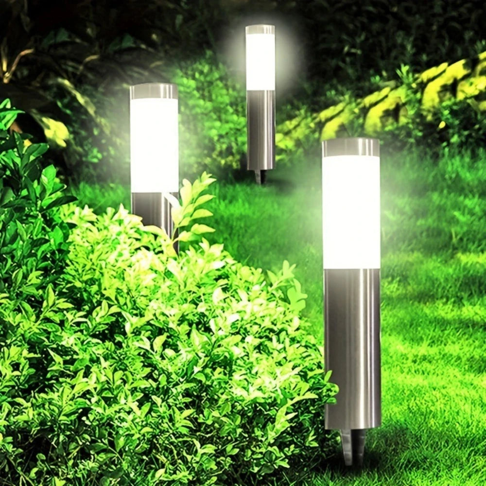 Saline Earth Light — Solar Stainless Steel Beacon