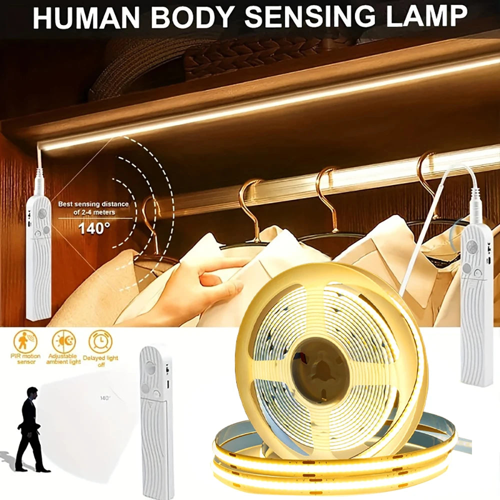 Lumitierra Vena — Battery-Powered COB LED Strip with Motion Sensor