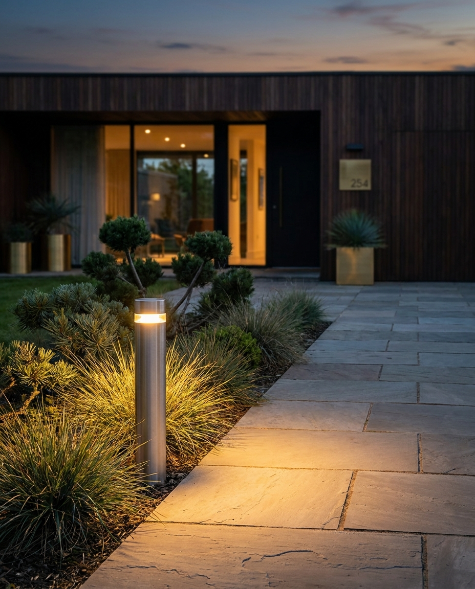Lumitierra Duna — Stainless Steel Outdoor Bollard Light
